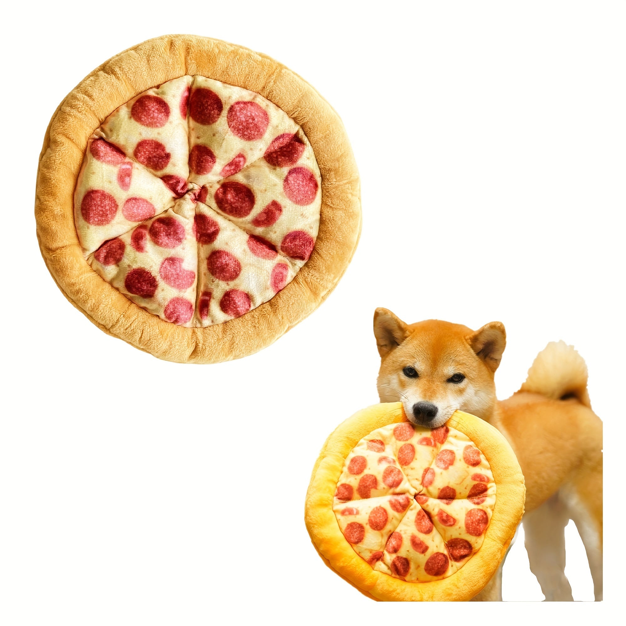 1pc Interactive Pizza-Shaped Plush Chew Toy for Dogs, Durable Squeaky Pet Toy for Interactive Play