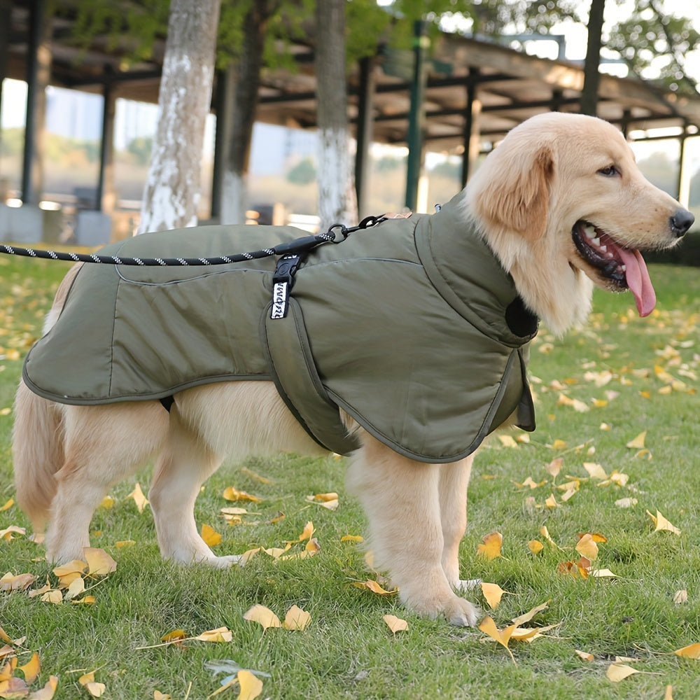 Cozy Fleece-Lined Dog Cloak - Warm Autumn & Winter Pet Apparel for Medium to Large Breeds, Non-Waterproof