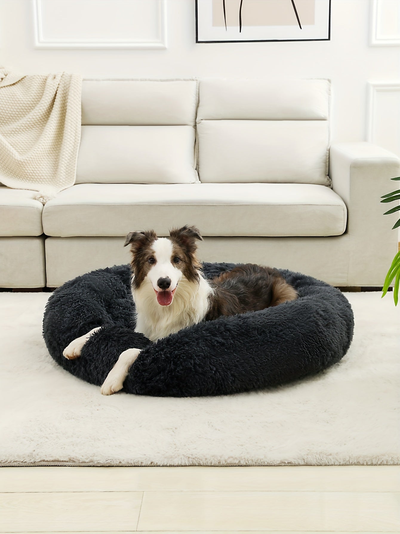 Cozy Fluffy Faux Fur Plush Pet Bed - Soft, Warming, Round, Long-Lasting Comfort for Small to Medium Dogs and Cats - Ideal for Cold Winter Nights and Snuggle Lovers