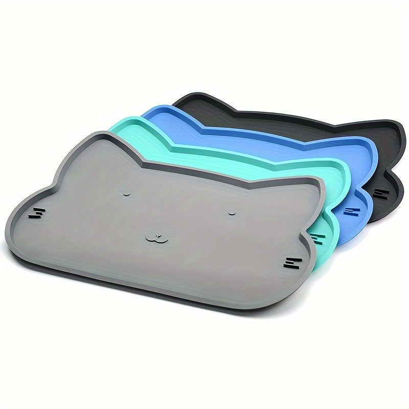 [Silicone Pet Feeding Mat] Waterproof Non-Slip Silicone Pet Feeding Mat - 19x12 inches, Easy Clean Floor Placemat with Raised Edges for Cats & Dogs