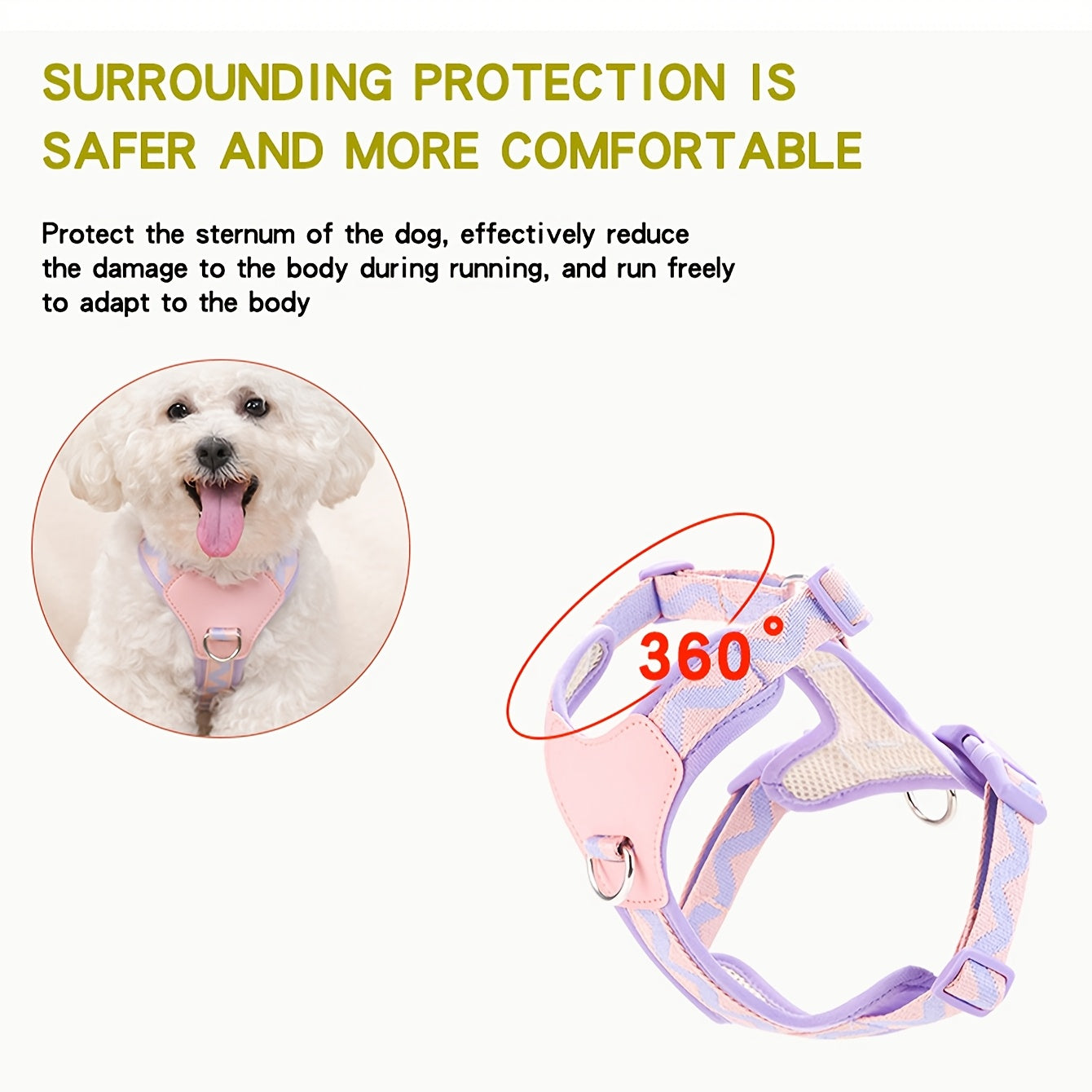 1pc Adjustable Pet Harness, Adjustable Neck and Chest, Durable Webbing Support, Anti-Deformation Metal D-Ring, Soft Mesh Fabric Base Material.