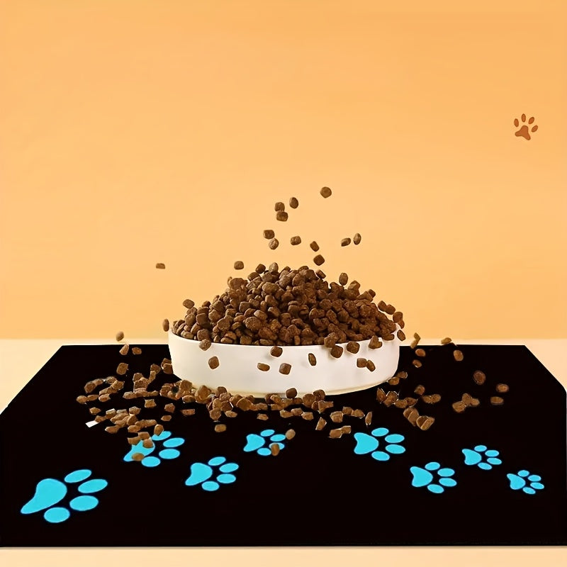 [1pc dog paw pet mat] 1pc cute blue dog paw pet feeding mat, Halloween Christmas decoration