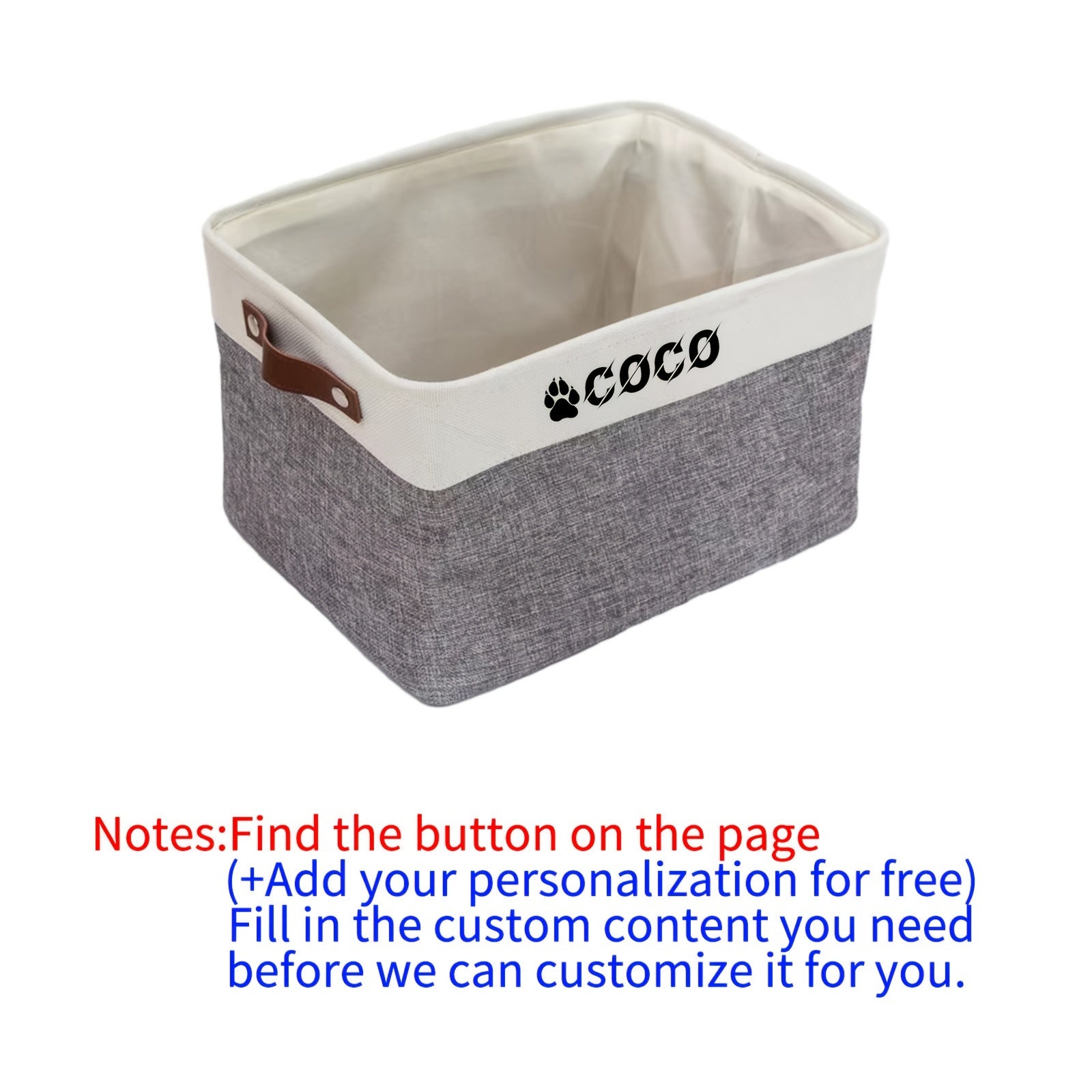 Large Pet Toy Storage Box Organizer with Customizable Name - Open Lid Design, Spacious Interior for Dogs - Durable Fabric Construction - Ideal Gift for Pet Owners - Modern Home Decor - Easy-Clean Lightweight Organizer, Pet Bo
