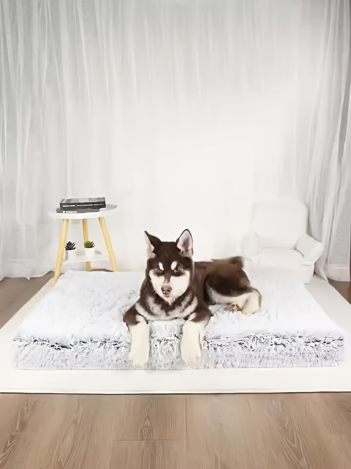1pc Plush Rectangular Dog Bed