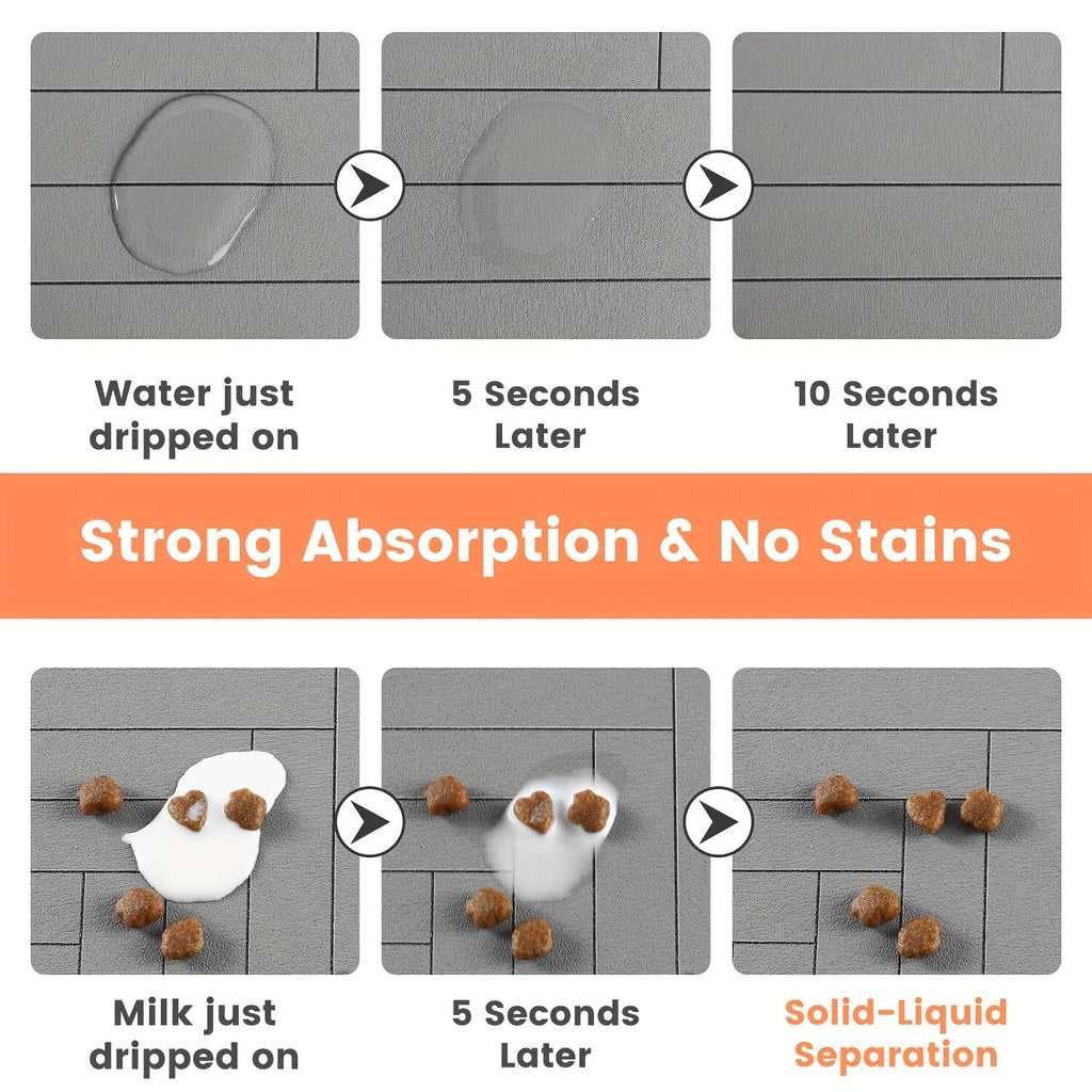 [Absorbent Pet Placemat] Quick Dry Pet Feeding Mat - Absorbent Waterproof Placemat For Food And Water Bowl - Dog And Cat