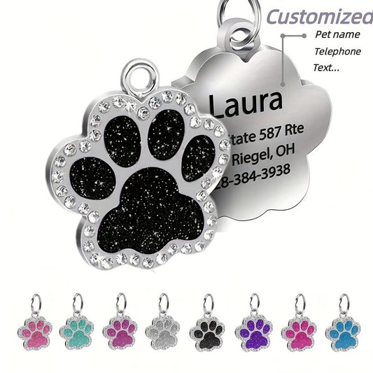 Customized With Your Phone Number and Pet's Name Engraved Dog Name Tag, Personalized Pet ID Tag With Water Drill Decoration - The Perfect Gift For Pets!