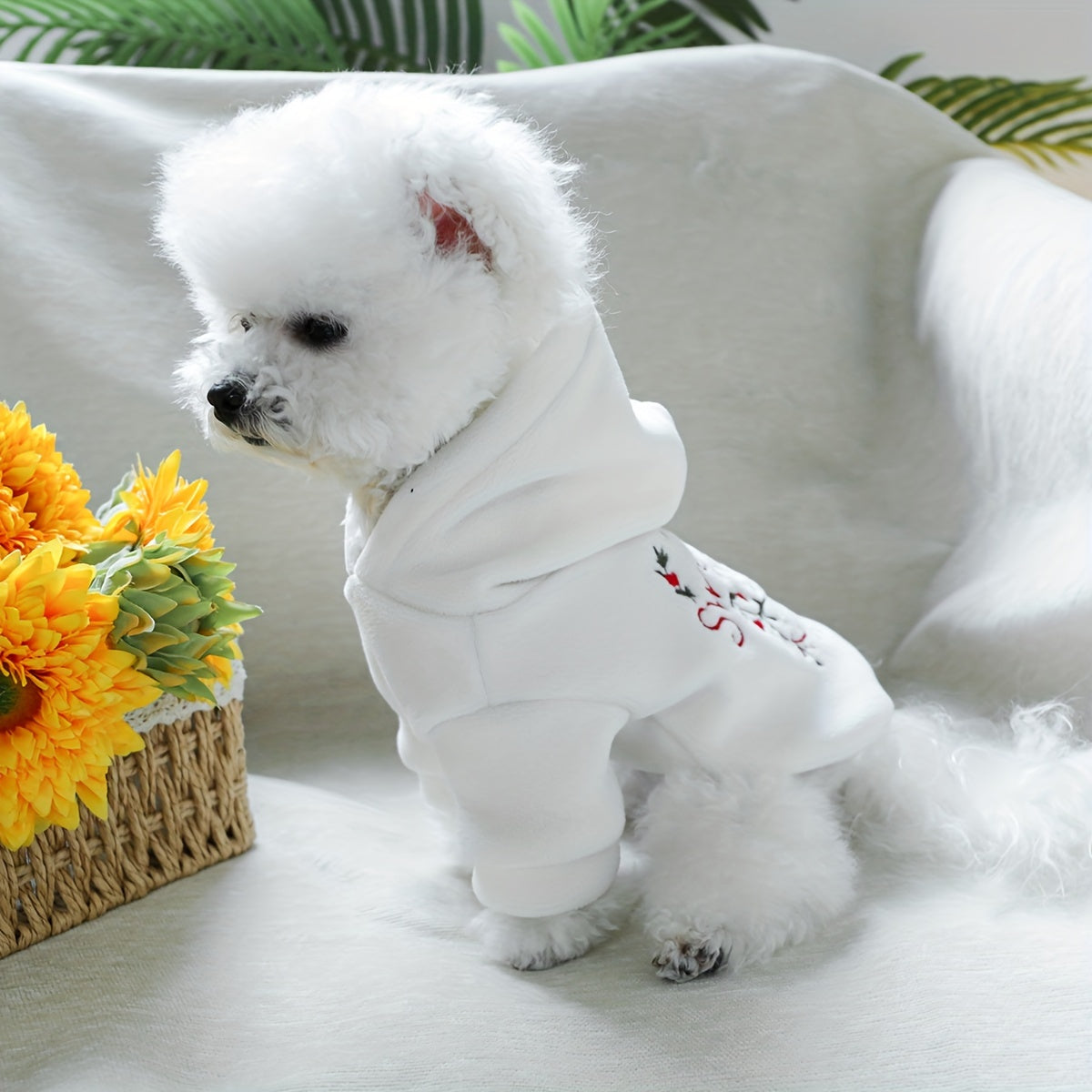Cozy Fleece Dog Sweater - Sweetheart Design, Perfect for Small Breeds like Pomeranians & Schnauzers - Soft Knit Pullover Pet Apparel for Fall/Winter