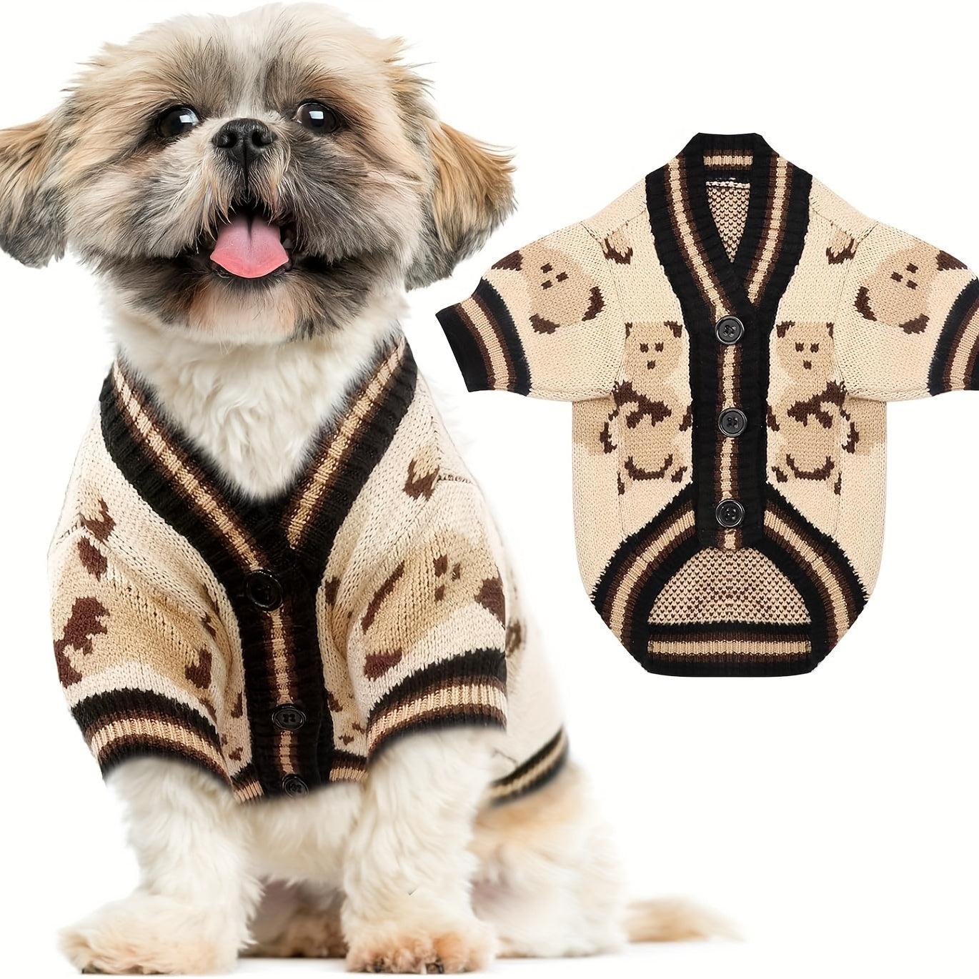 Adorable Cartoon Dog Sweaters - Soft, Warm, and Cozy Knitwear for Small Dogs, Puppy Winter Coats, Cute Bear Designs, Hand-Knitted Outfits, Pet Apparel for Cold Weather, Easy to Wear and Care