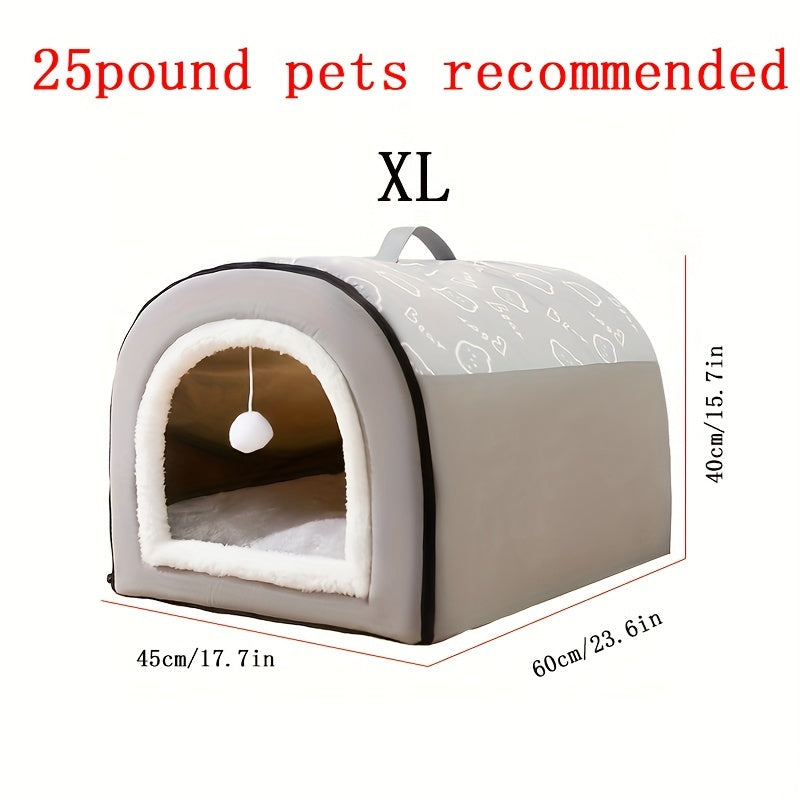 1pc Cozy Cartoon Pet Bed - Soft PP Cotton, Removable & Washable, Four Seasons Universal Kennel for Extra Small to Large Dogs