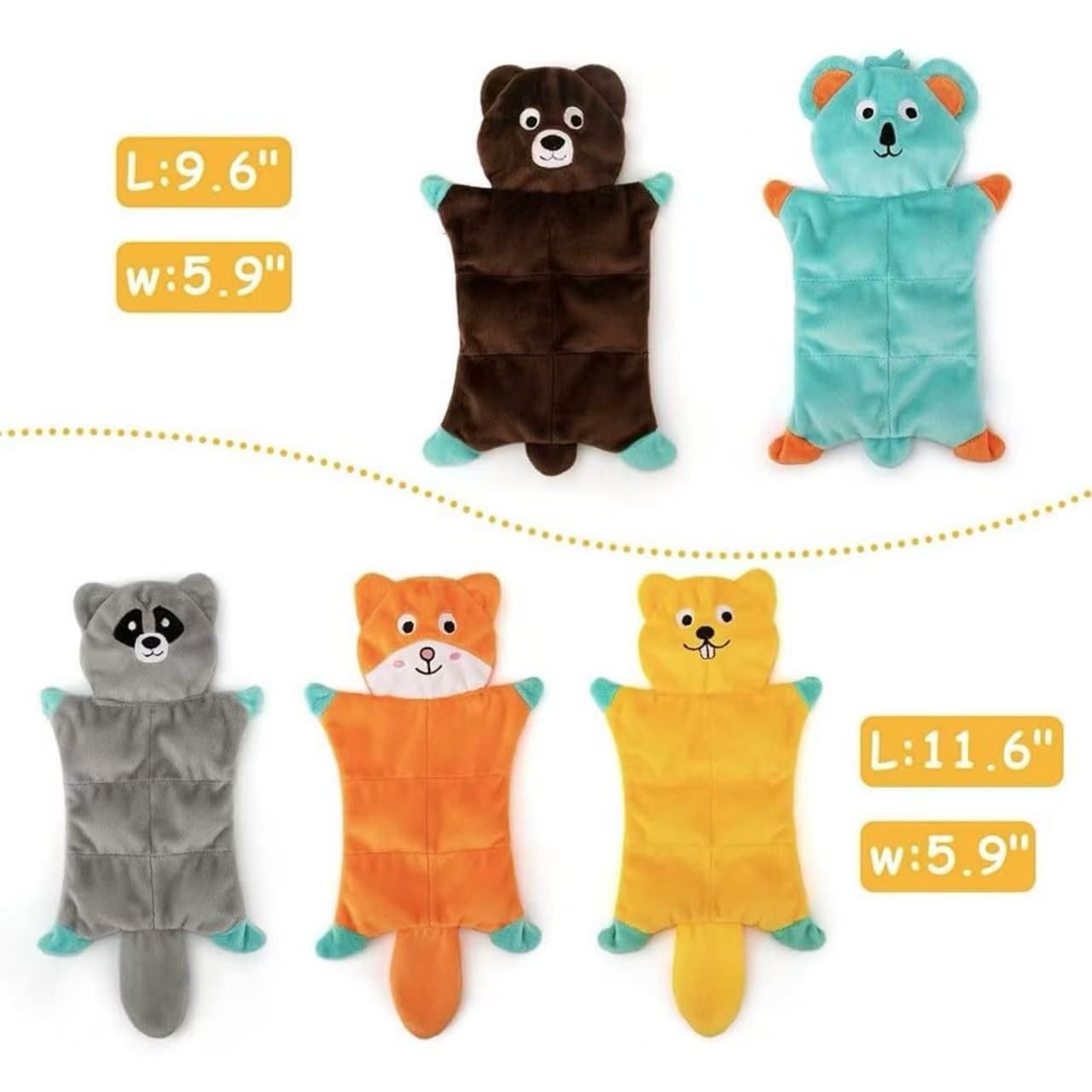 Flat No-Fill Squeaky Plush Dog Toys Dog Sound Toys Chew Toys Crinkle Dog Toys Durable Dog Chew Toys Plush Cute Animals Puppy Toys Teething Pet Toys Squeak for Small Dogs