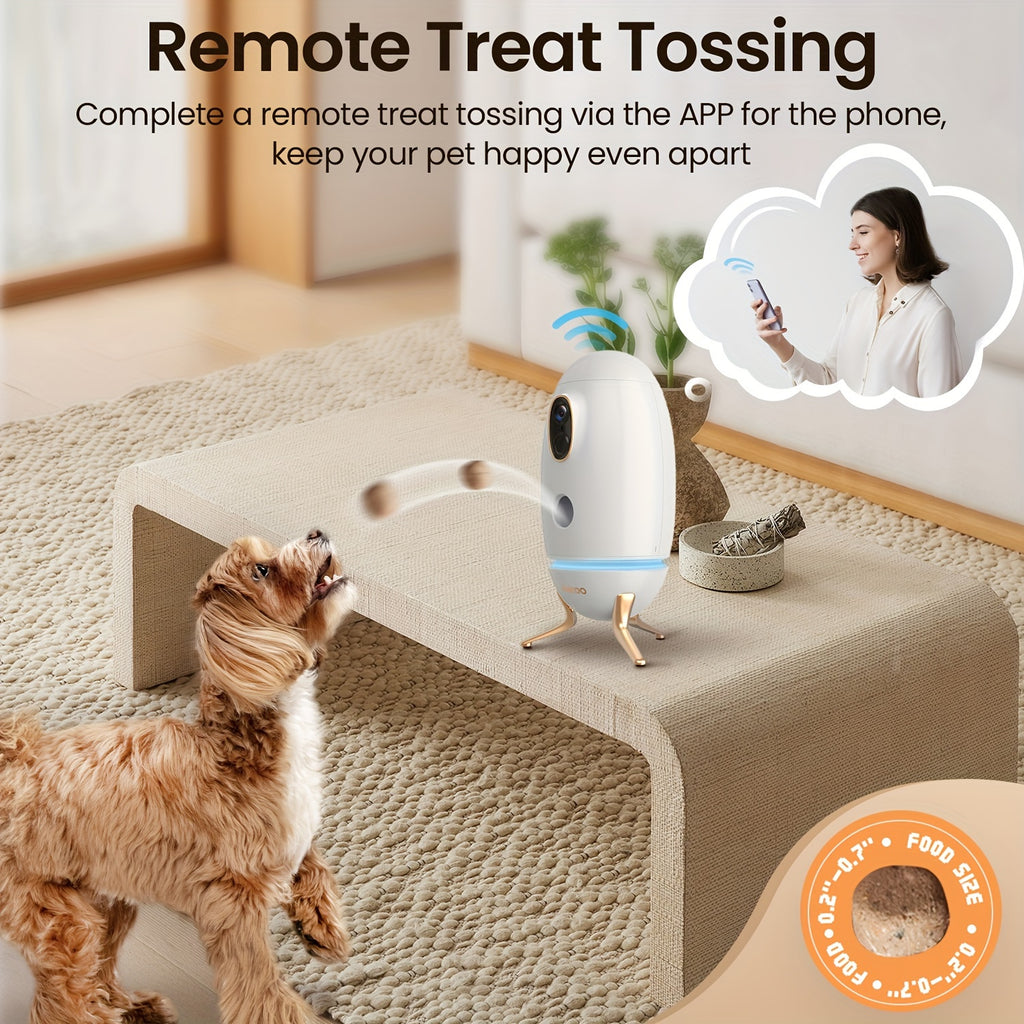 Dokoo Pet Feeder Cat Food Dispenser with Treat Tossing 330° View 2K/4MP QHD Pet Camera 2.4G&5GHz Wifi Pet Feeding InteractiveToys with light