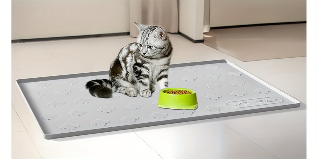 3-in-1 Washable Silicone Cat Litter & Food Mat - XXL Large Waterproof Non-Slip Floor Protector, Raised Edges Pet Feeding Tray, Foldable Litter Trapping Mat for Cats, Easy Clean Kibble & Crumbs Proofing System (Fits Litter Box