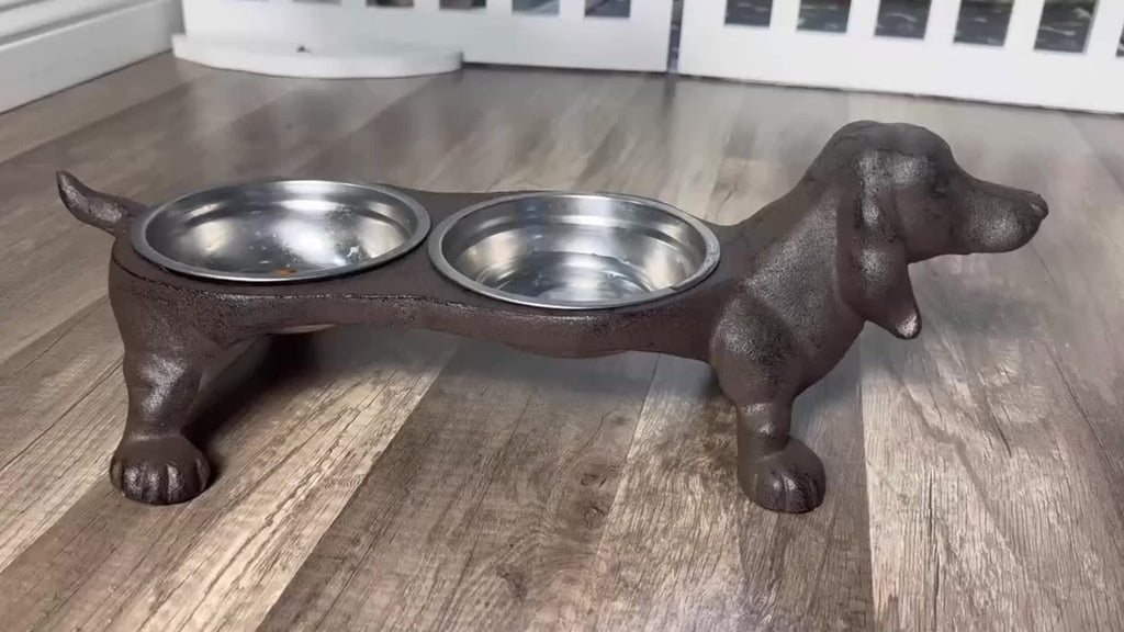 1PC Pet Cast Iron Cat And Dog Bowls Feeding Mat Set, Outdoor And Indoor Use, Cast Iron Decoration Pet Feeding & Watering Station, Stainless Steel Bowl Slip Resistant Raised Edges, Water And Food No Spills, Pet Accessories (Si