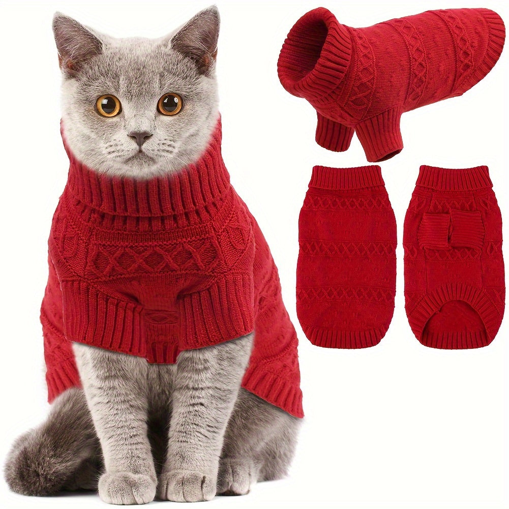 Cozy Light Blue Turtleneck Sweater for Small to Large Dogs - Soft, Warm Knit Pet Apparel with Diamond Pattern - Ideal for All Seasons, Including Winter, Dog Sweater
