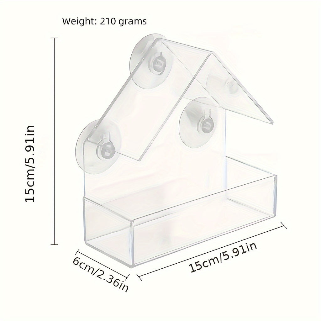 Transparent Acrylic Bird Cage & Feeder - Wall-Mounted /Indoor bird aviary with Hanging Roof, Design, Easy-Clean - Attracts Birds with Clear Visor - for Small Birds, Sparrows, Finches, Robins - Pet bird housing & feeding stati