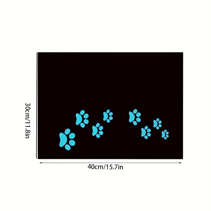 [1pc dog paw pet mat] 1pc cute blue dog paw pet feeding mat, Halloween Christmas decoration