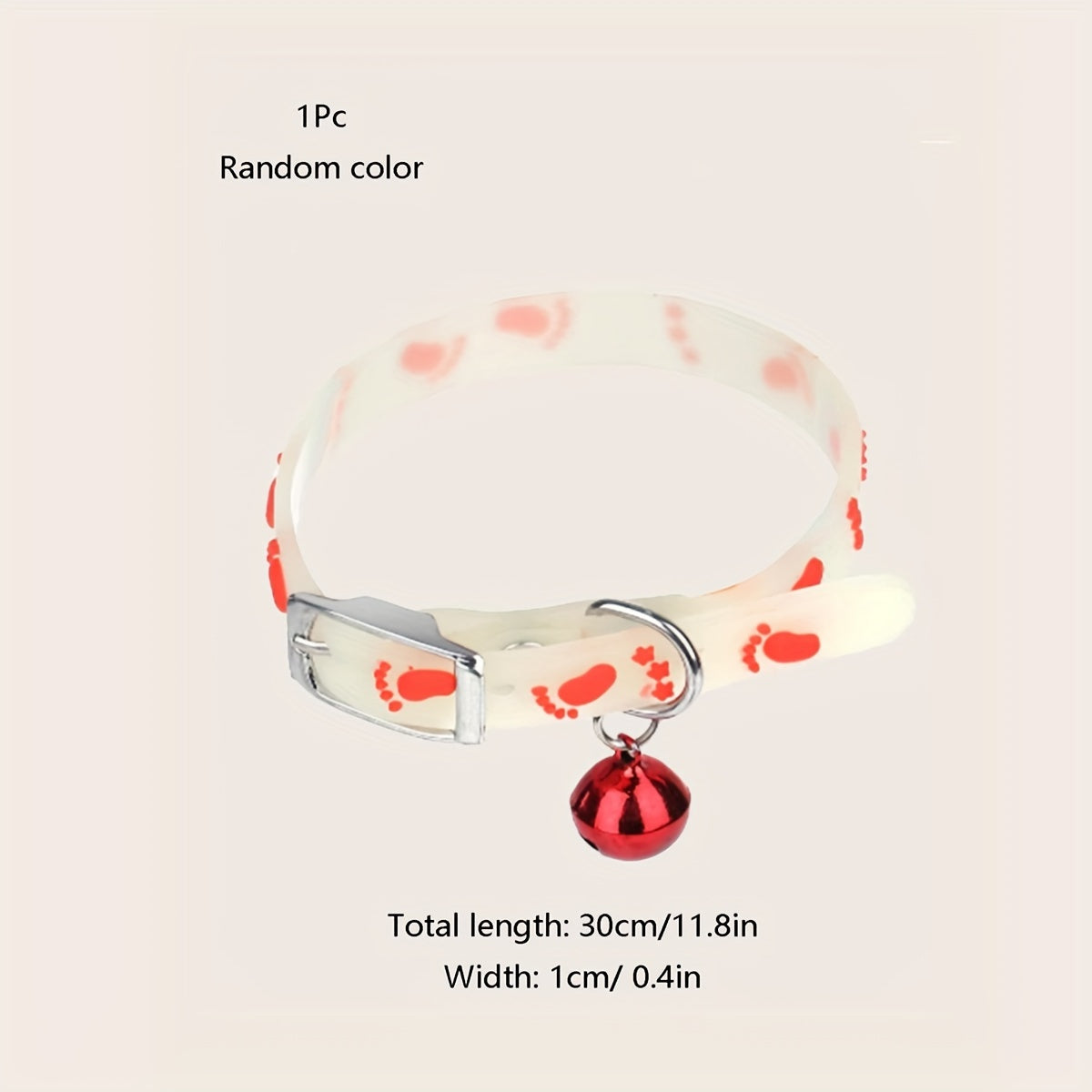 Adjustable Glowing Rubber Pet Collar with Cartoon Pattern, 1 Pc Random Color