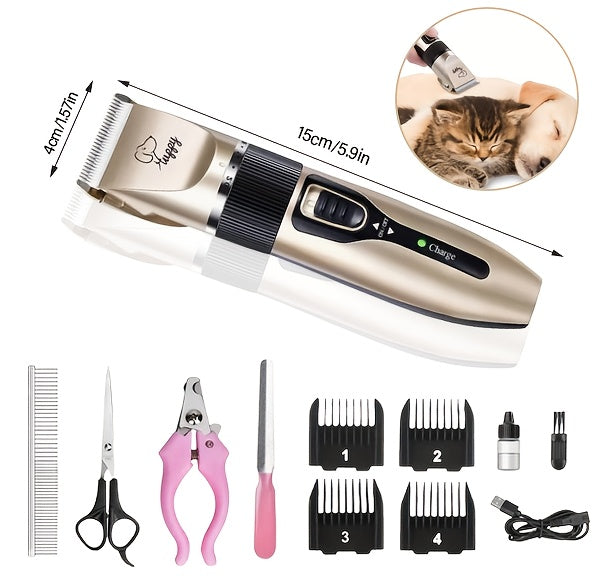 12-in-1 Premium Pet Grooming Kit - Electric Precision Trimmers with Gentle Hair Cutting Technology, Silent Clippers for Dogs & Cats, Includes Scissors, Combs, and Accessories - USB Rechargeable, Dog Grooming