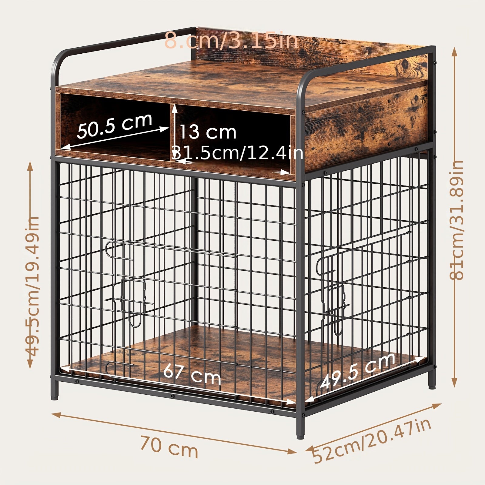 Saudiism Dog Crate for Small Dogs - Heavy-Duty Wooden with 2 Drawers, Sturdy Metal Frame & Soft Interior, Portable Pet Bed for Puppies, Collies, Poodle, Puppy Crate, Pet Bed, Classic Pet Furniture, Durable Pet Furniture
