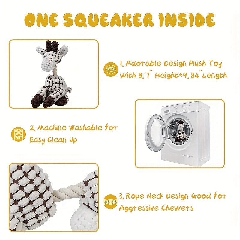 3pcs/1pc Dog Plush Toy-Cartoon Squeaky Pet Toy, Dog Chew Toy Puppy Toy, Perfect For Small & Medium Dogs, Stuffed Puppy Chew Toy For Indoor&Outdoor Play, Gift Toy For Pets