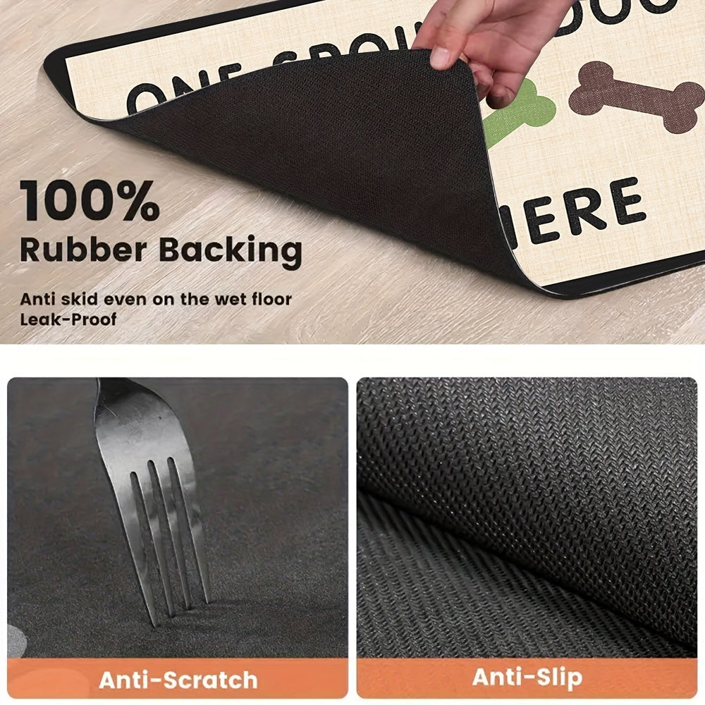 Absorbent Non-Slip Dog Feeding Mat, Quick Dry Polyester & Rubber Pet Bowl Mat, Waterproof Dog Food Mat for Cats and Dogs, Durable Pet Feeding Pad for Food and Water Bowls
