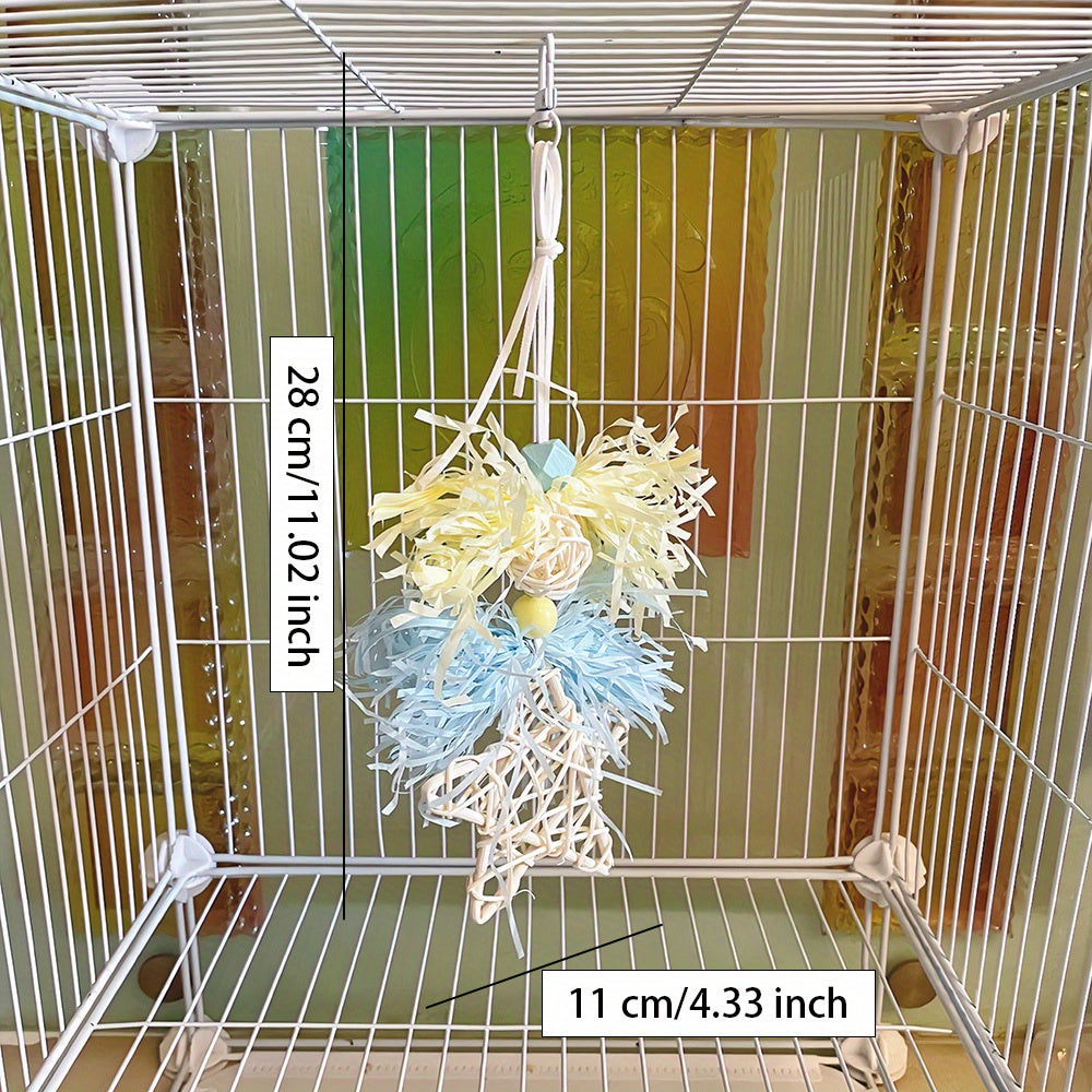 1pc Bird Chewing Rattan Toy, Small Parrot Hanging Swing Molar Toy For Bird Cage Hanging Toy, Pet Birds Swing Pecking Bite Toy
