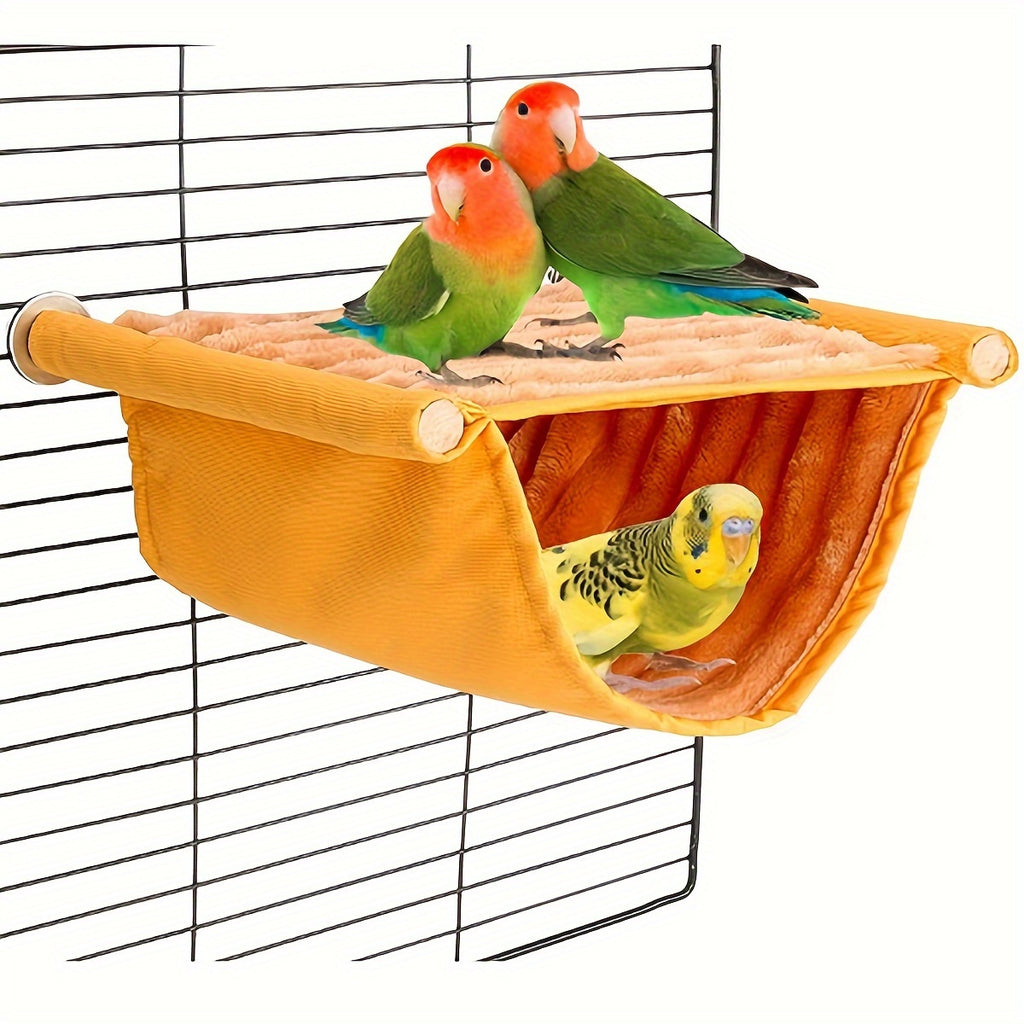 1pc Double-Layer Hanging Hammock For Birds, Warm Winter Nest With Soft Plush Lining, Cage Accessory