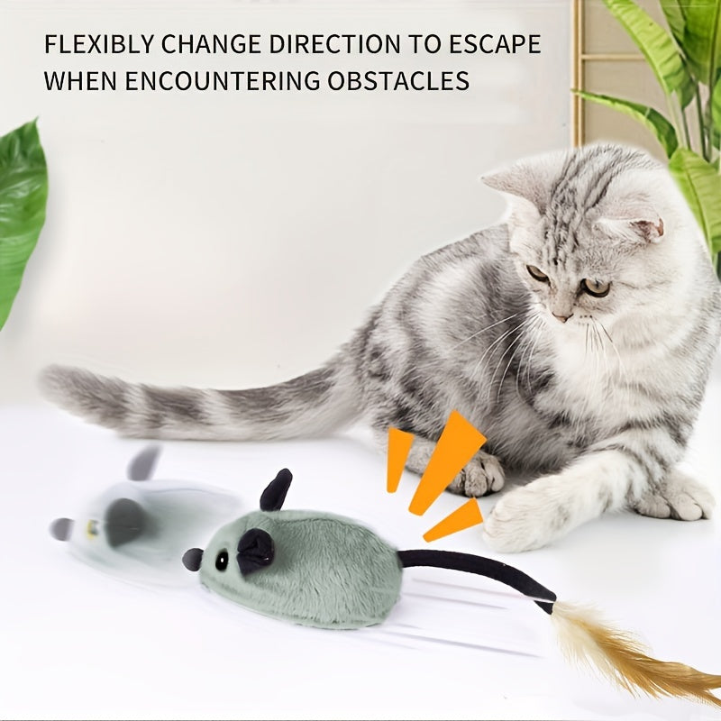 Cat toy electric charging LD light automatic obstacle avoidance plush mouse cat self high automatic relief from boredom and bite resistant pet toy