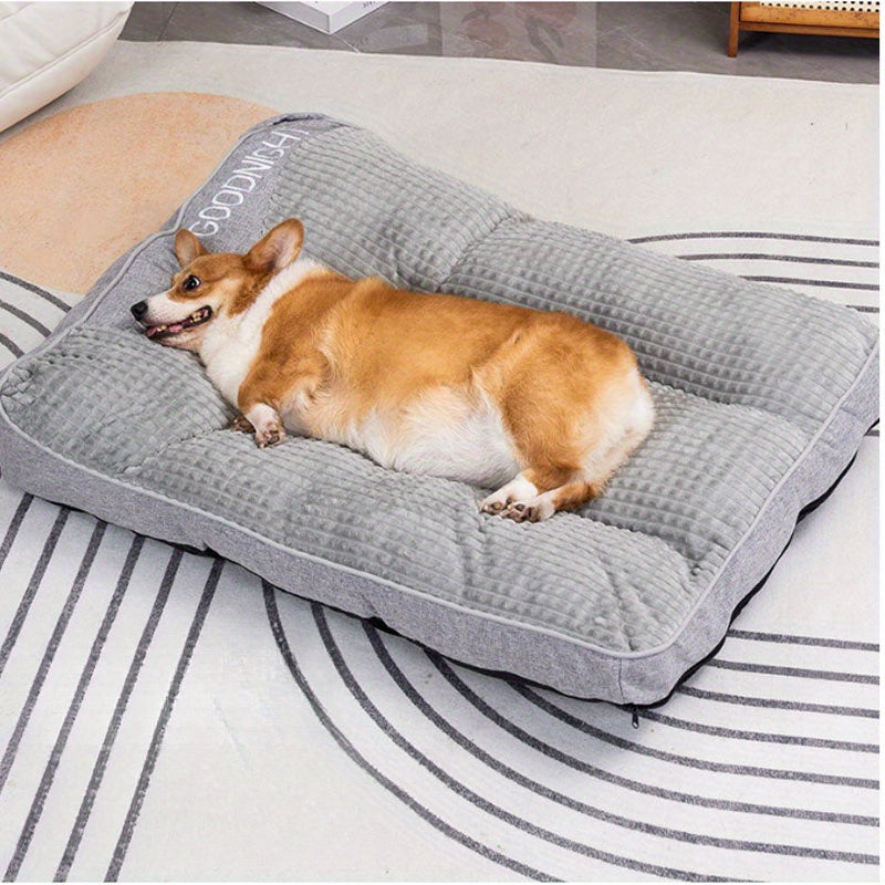 Extra Large Dog Bed for Medium & Large Dogs - Deep Sleep Mattress with Ergonomic Support, Cooling Gray & Beige Striped Design, Durable Polyester, No Assembly Needed, Perfect for Indoor Pets, Dog Bed for Large Dogs, Indoor Pet