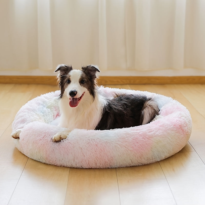 Cozy Fluffy Faux Fur Plush Pet Bed - Soft, Warming, Round, Long-Lasting Comfort for Small to Medium Dogs and Cats - Ideal for Cold Winter Nights and Snuggle Lovers