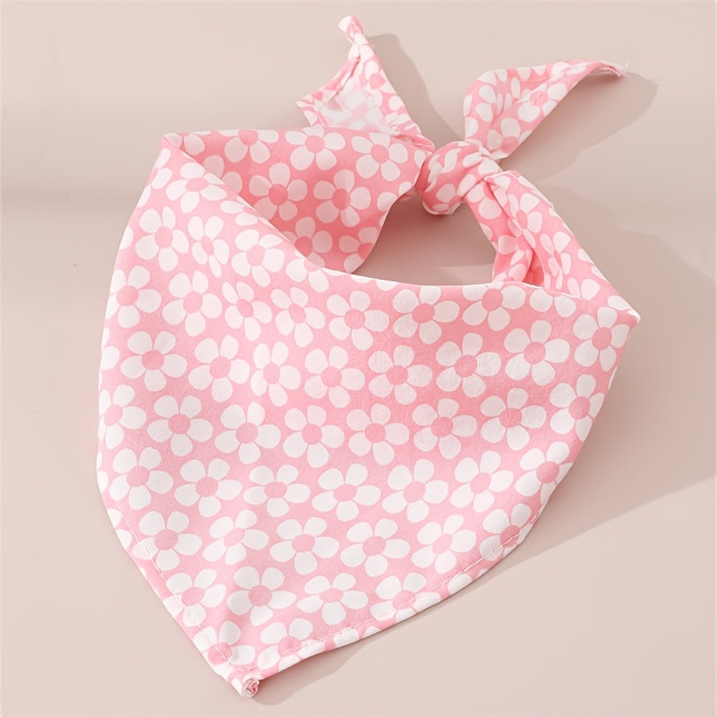 1pc Creative Flower Print Pet Bib for Small and Medium Dogs, Cat and Dog Triangle Scarf, Pet Scarf, Pet Accessories