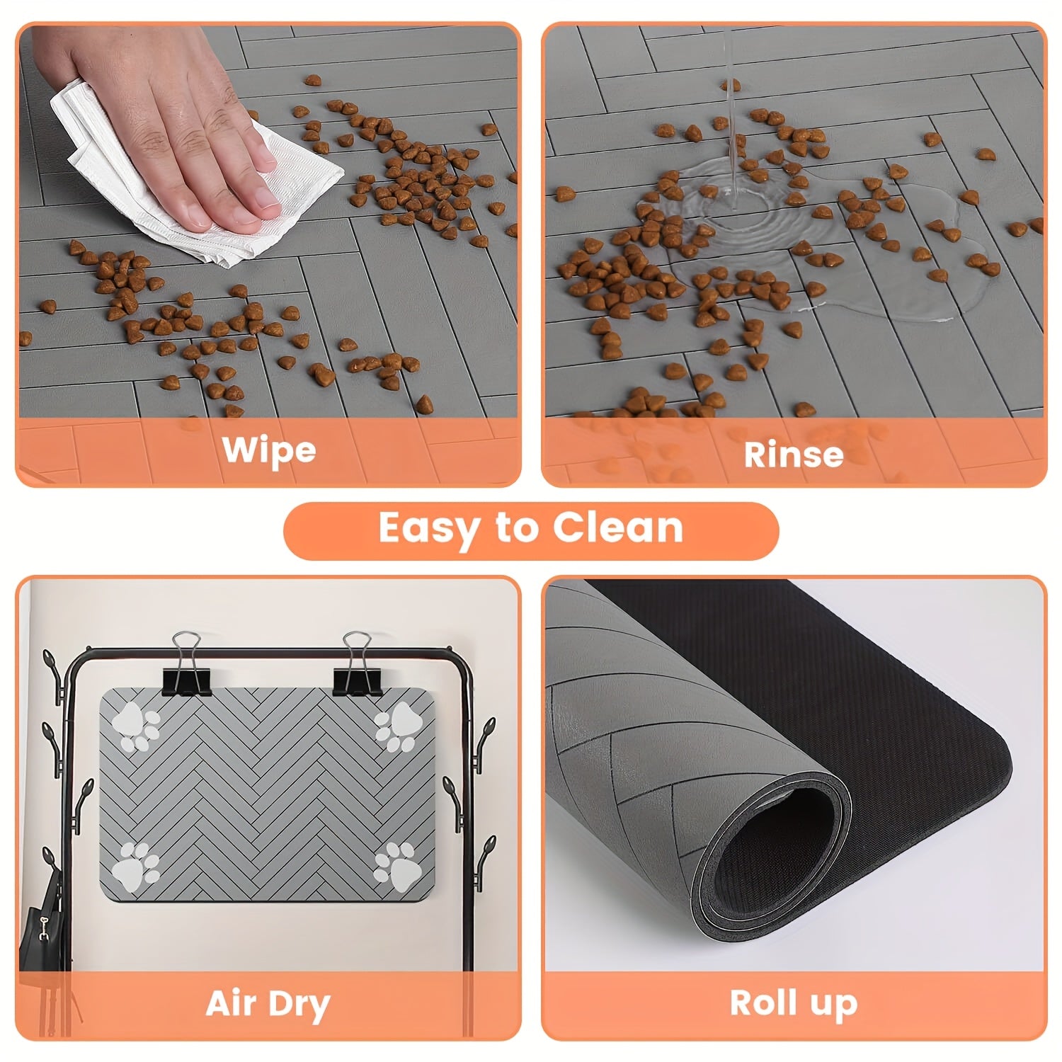 [Absorbent Pet Placemat] Quick Dry Pet Feeding Mat - Absorbent Waterproof Placemat For Food And Water Bowl - Dog And Cat
