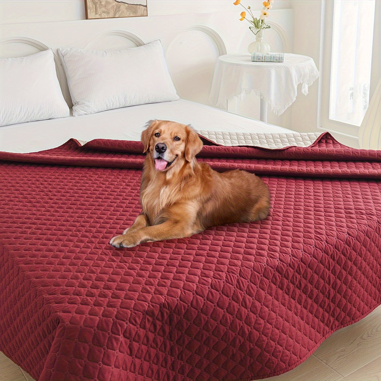 Waterproof Pet Bed Mat for Medium & Large Dogs - Non-Slip, Odor-Resistant Sofa Protector with Plaid Polyester Fill, Machine Washable, Pet Furniture Protection, Urine-proof, Car Mat