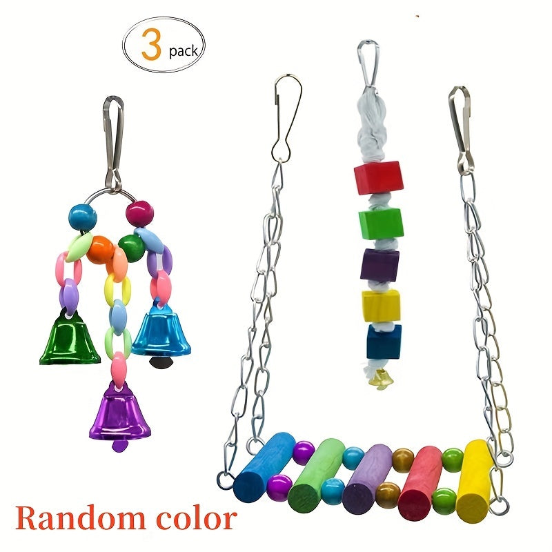 3/5/7/10pcs Bird Toy Set Swing Climbing Ladder Stairs Colorful Bells Educational Training to Relieve Boredom Chew Small and Medium Parrot Toys