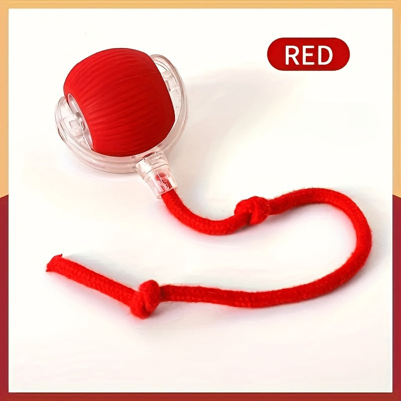 Interactive Pet Toy - 1pc Striped Silicone Magic Ball, USB Charging, Automatic Rolling, Cartoon Design for Small Dogs & Cats